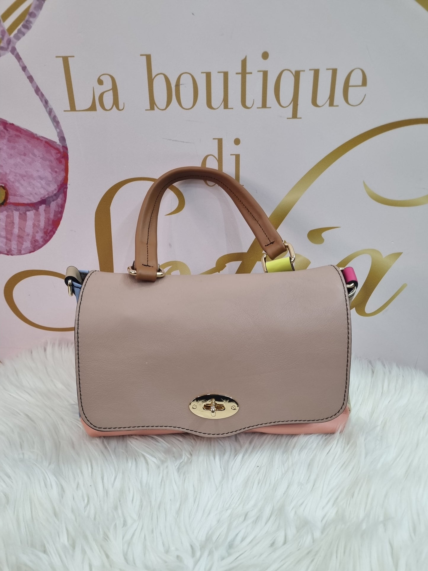 Postina in vera pelle multicolor