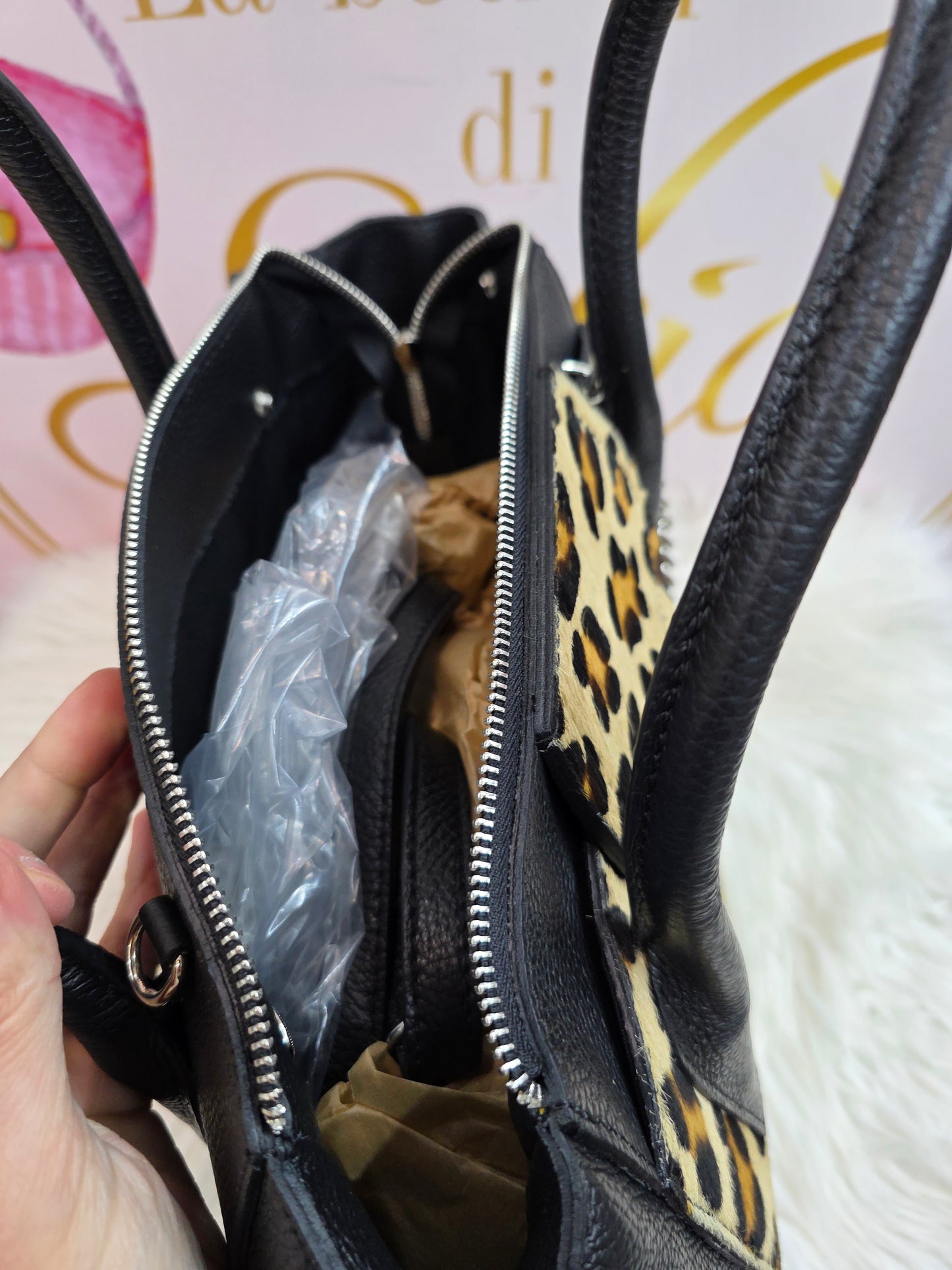 Borsa pelle e cavallino