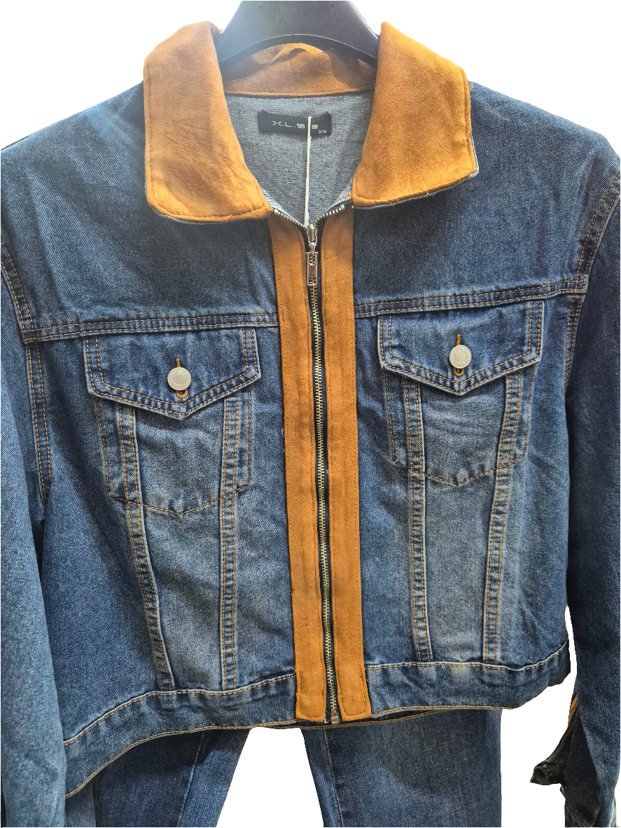 Coordinato denim/camoscio