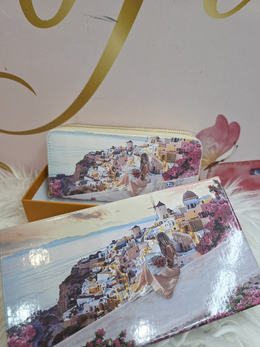 Portafoglio 2 zip santorini