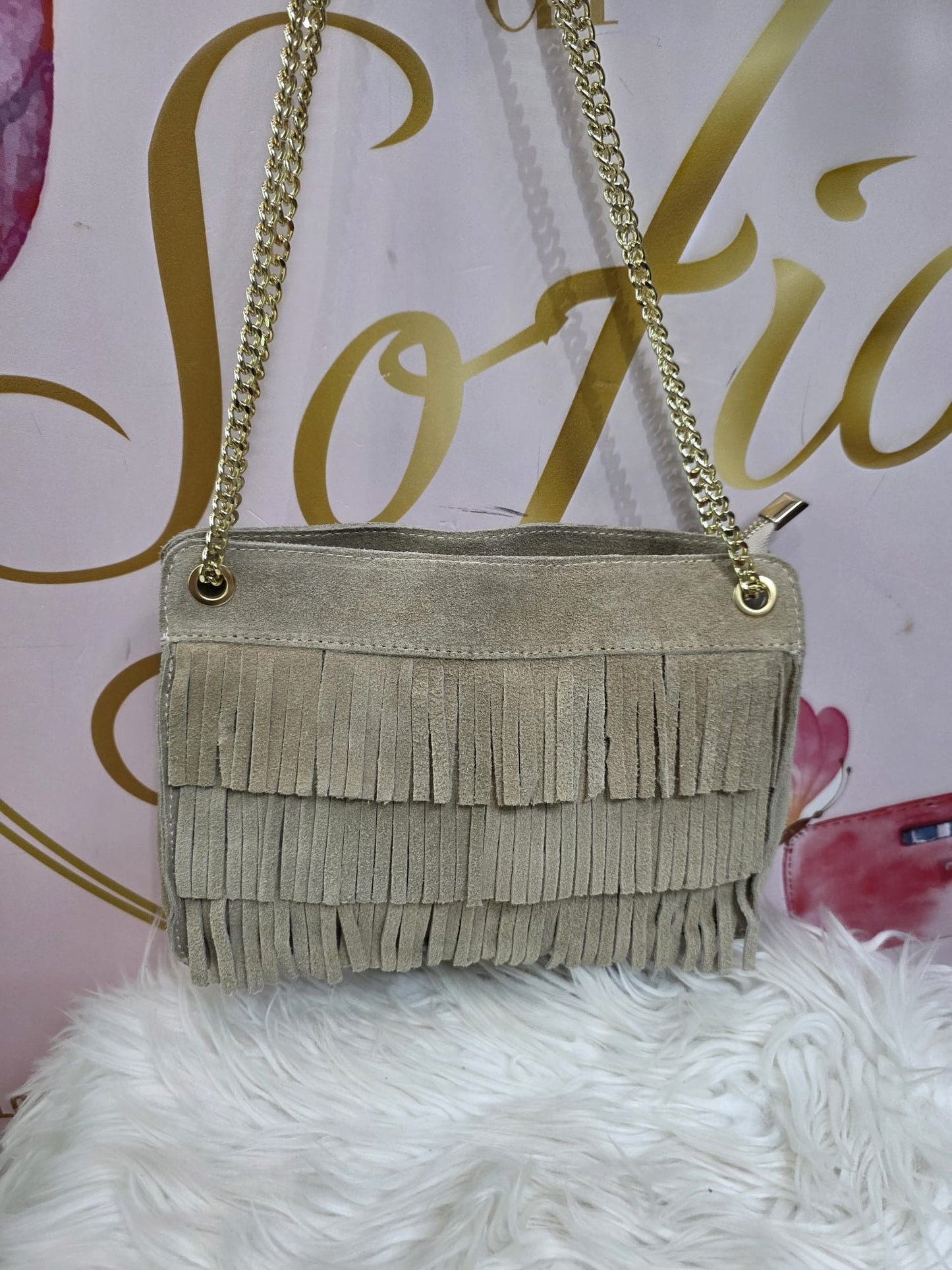 Borsa frangia vera pelle