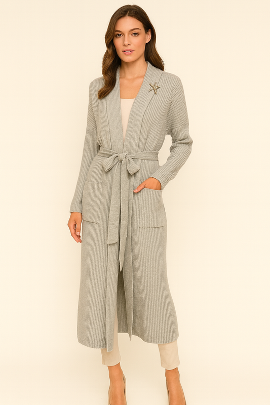 Cardigan lungo costine