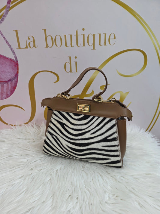 Borsa vera pelle e cavallino