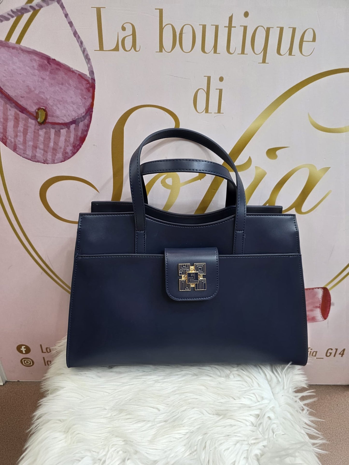 Shopper/bauletto con tracolla blu ynot