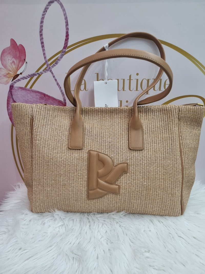 Borsa ReginaSchrecker a spalla in rafia con chiusura con zip