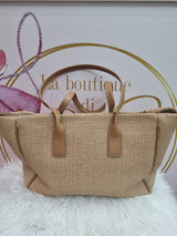 Borsa ReginaSchrecker a spalla in rafia con chiusura con zip