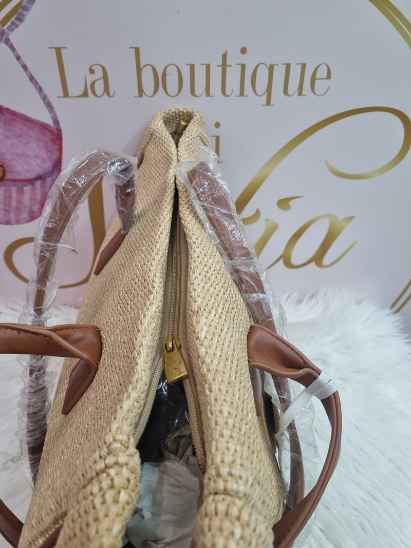 Borsa ReginaSchrecker a spalla in rafia con chiusura con zip