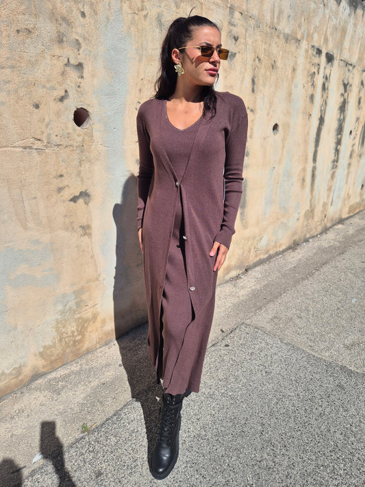 Set in lana abito + cardigan