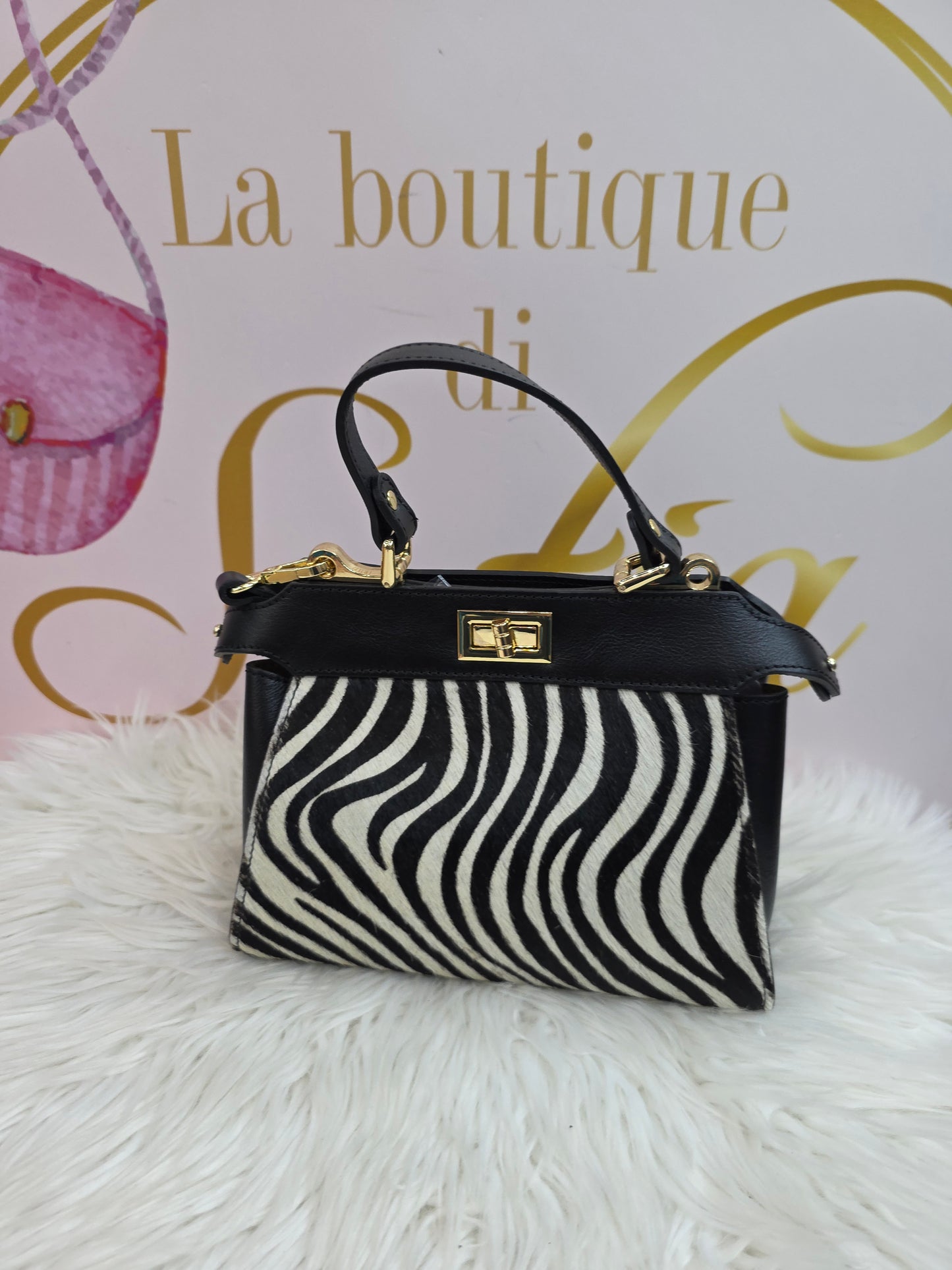 Borsa pelle e cavallino