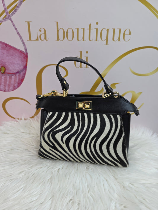 Borsa pelle e cavallino