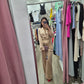 Tailleur in raso champagne