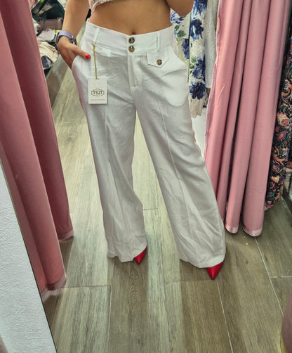 Pantalone palazzo in lino