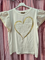 T-Shirt di cotone cuore oro