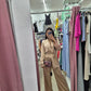 Tailleur in raso champagne