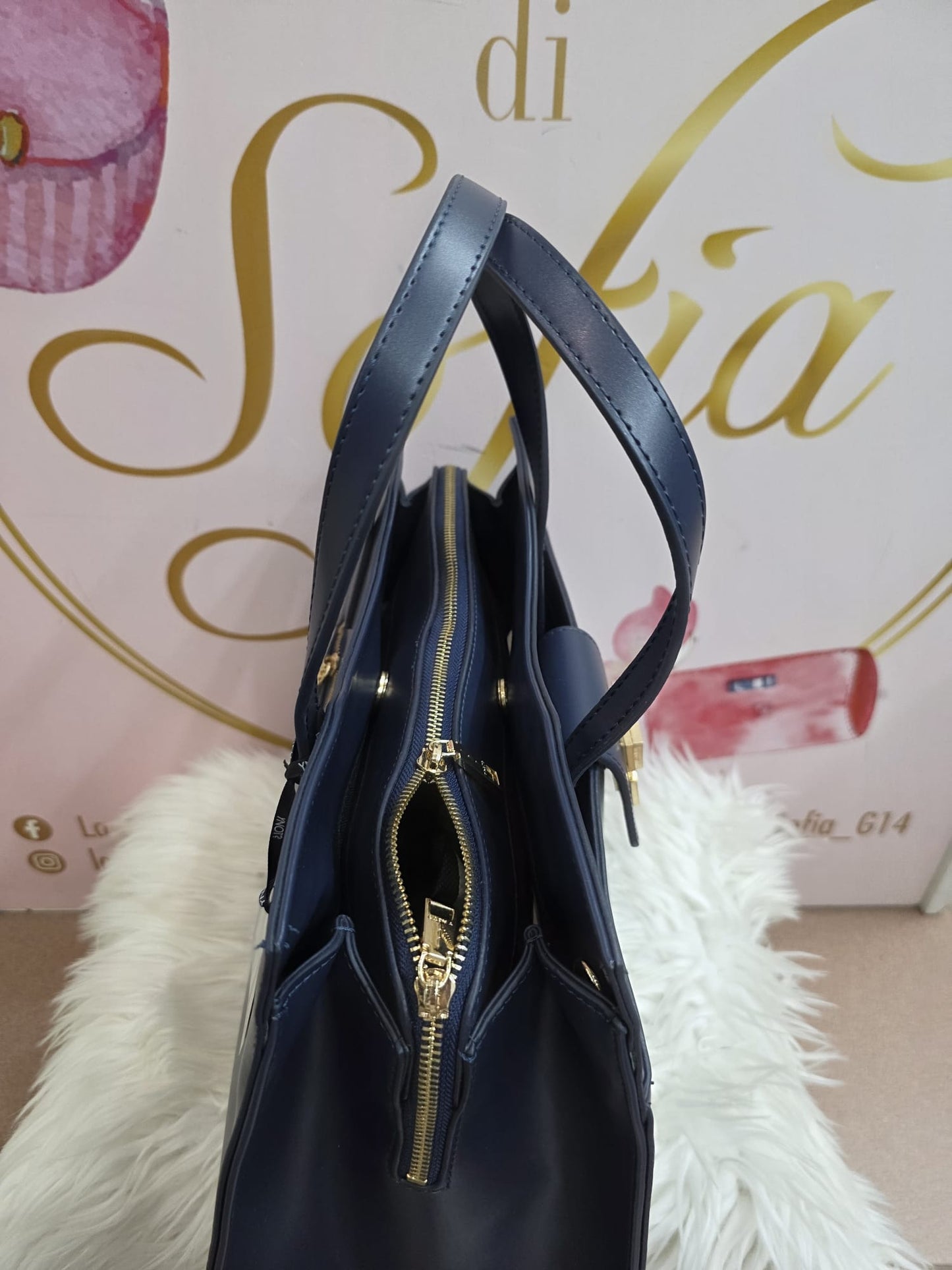 Shopper/bauletto con tracolla blu ynot