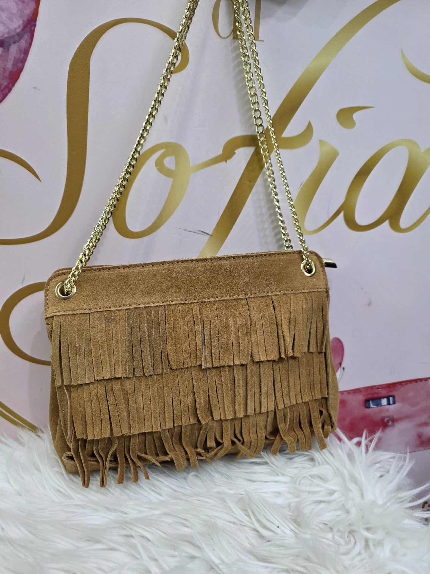 Borsa frangia vera pelle