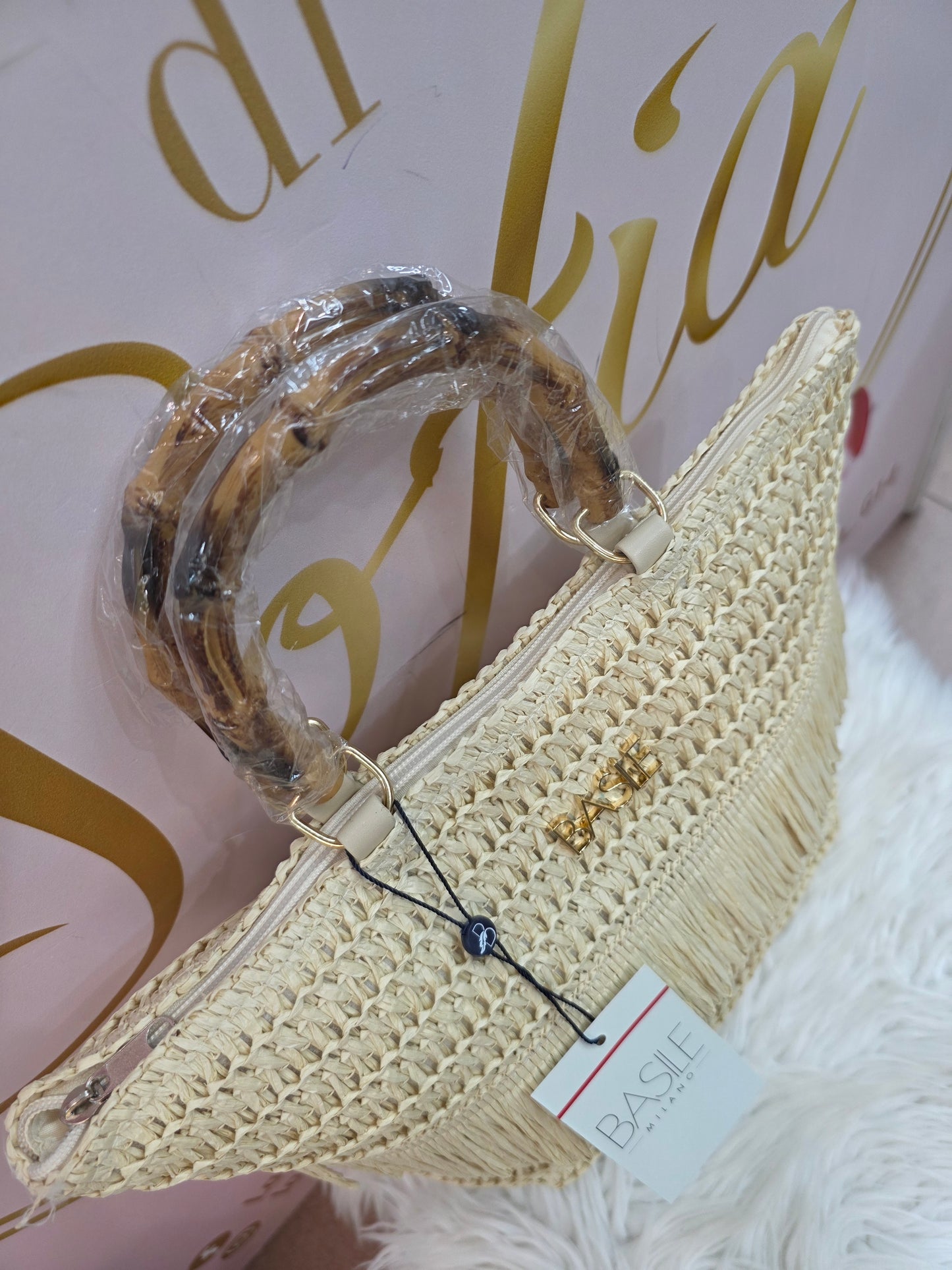 Borsa Basile con manici in bambù