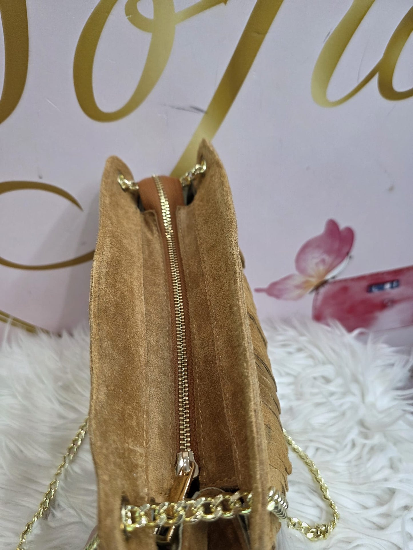 Borsa frangia vera pelle