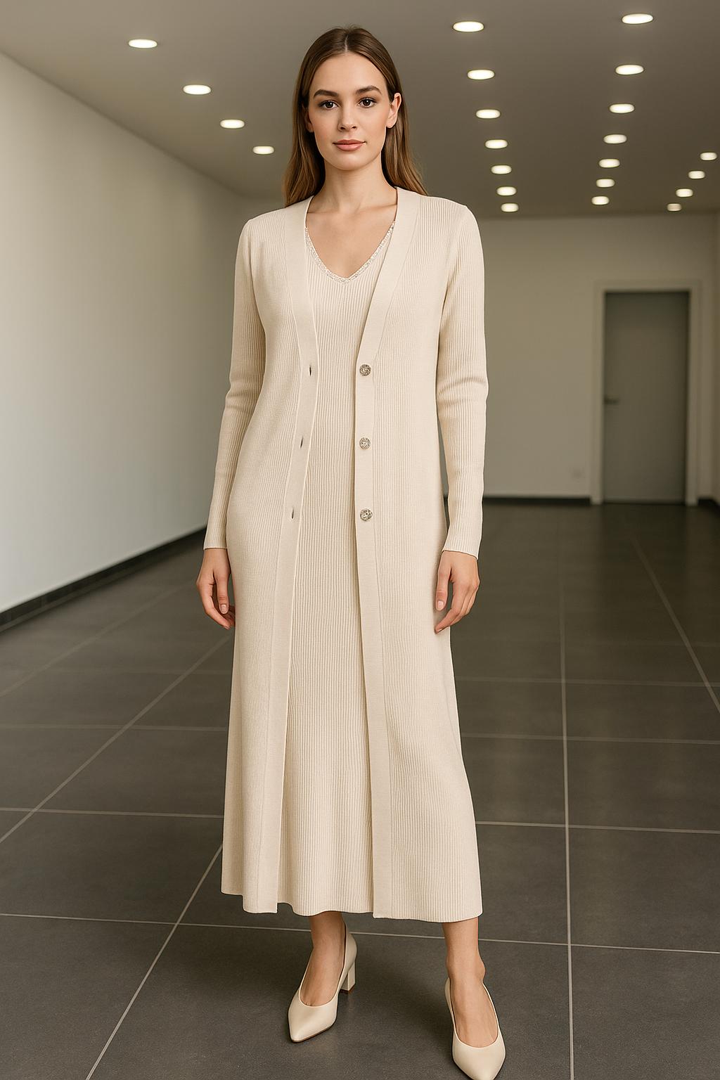 Set in lana abito + cardigan