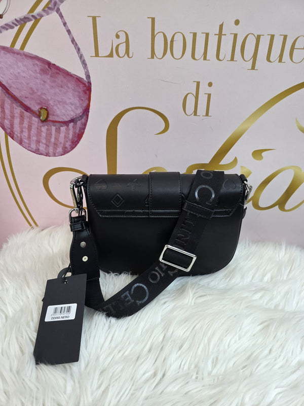Tracolla monogram nera Gio piccola