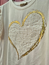 T-Shirt di cotone cuore oro