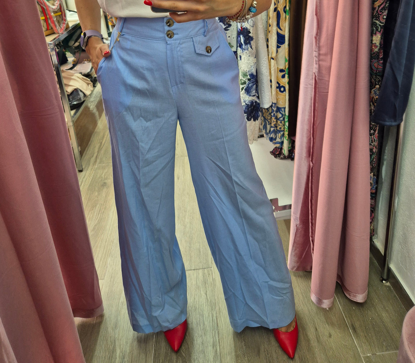 Pantalone palazzo in lino