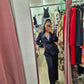 Tailleur in raso blu